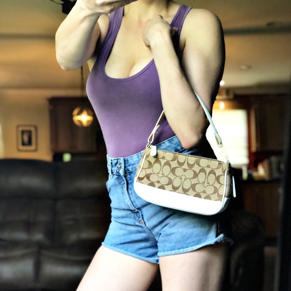 Coach Small Brown Tan and White Purse